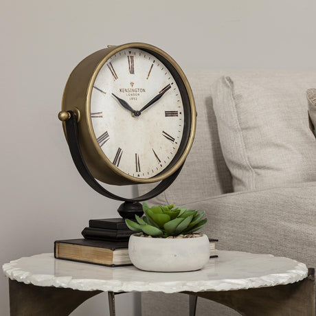 Mercana Houston Gold Metal Half Moon Base Table Clock