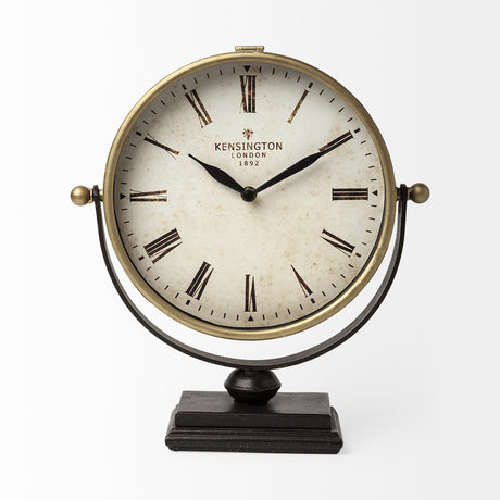 Mercana Houston Gold Metal Half Moon Base Table Clock