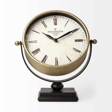 Mercana Houston Gold Metal Half Moon Base Table Clock