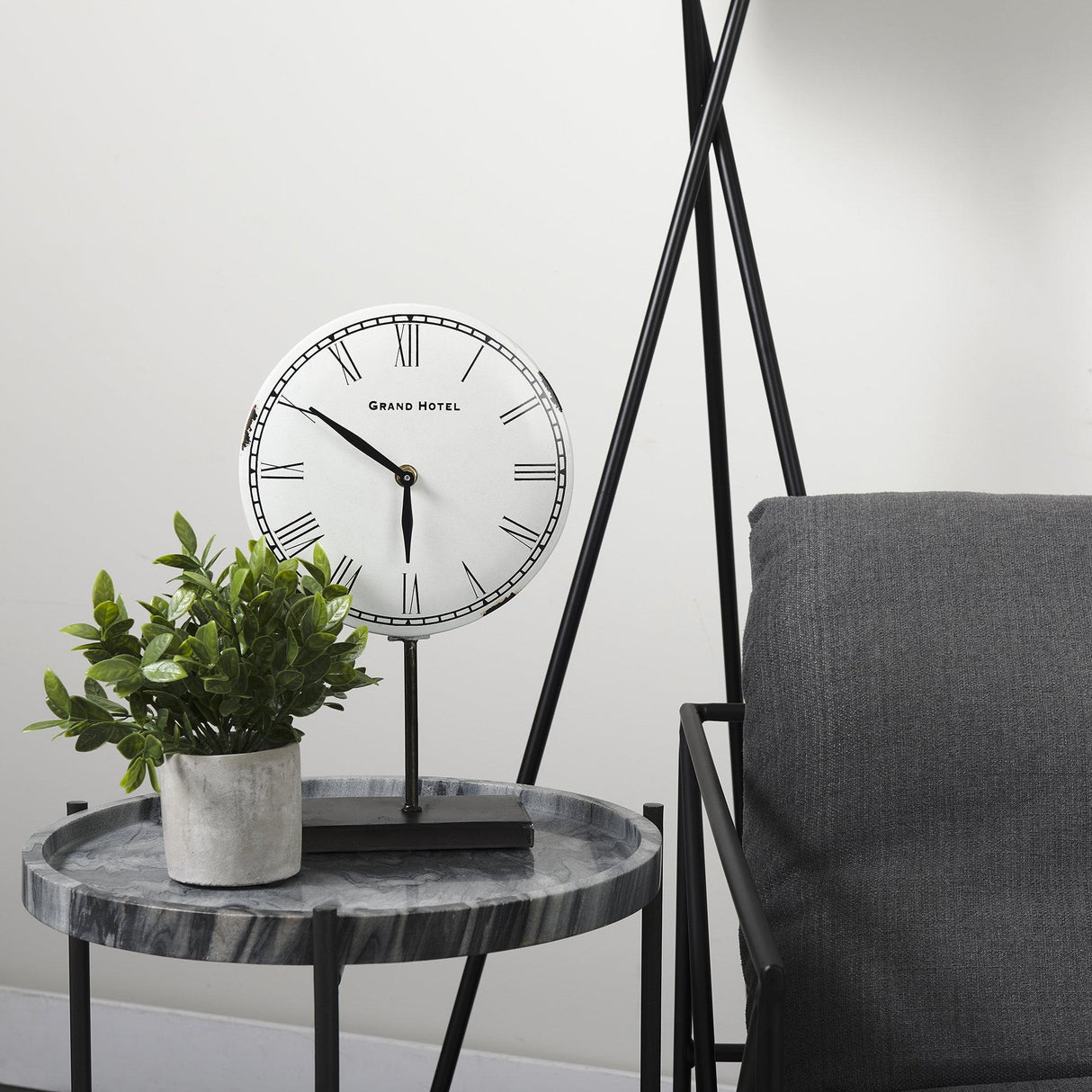Mercana Harriet White/Bronze Metal Table Clock