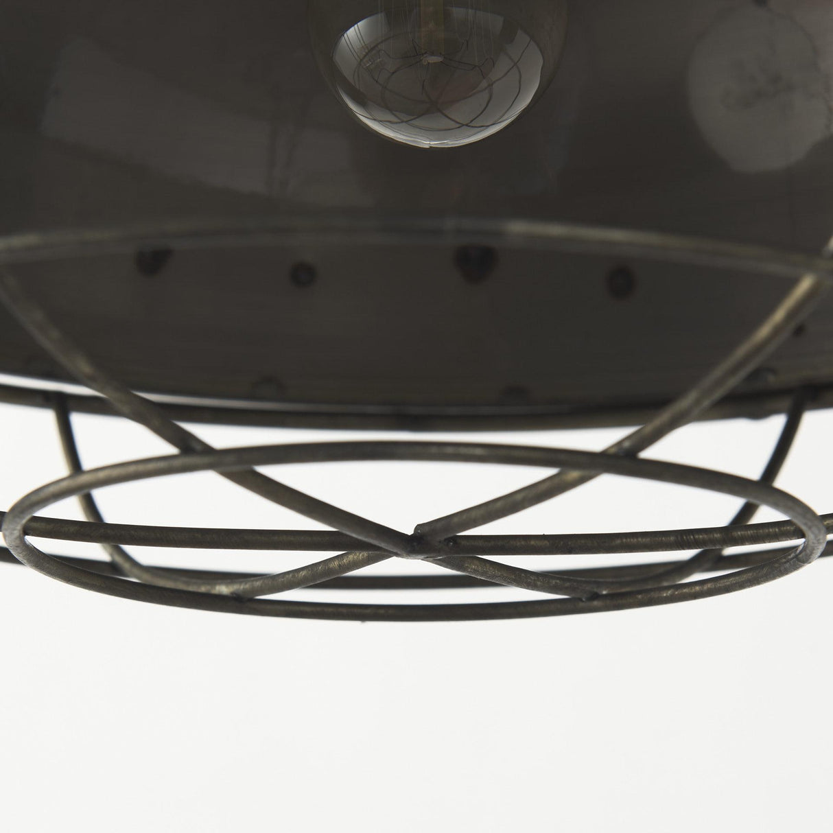 Mercana Zaio 12.5Lx 12.5W x 18.5H Weathered Antique Gold Metal Caged Bulb Pendant Light
