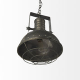 Mercana Zaio 12.5Lx 12.5W x 18.5H Weathered Antique Gold Metal Caged Bulb Pendant Light