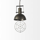 Mercana Zaio 12.5Lx 12.5W x 18.5H Weathered Antique Gold Metal Caged Bulb Pendant Light
