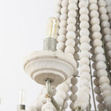 Mercana Phillum (29"x37") Silver Metal Chassis and White Wood Beaded Six Bulb Chandelier