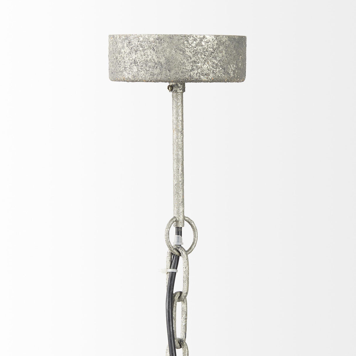 Mercana Phillum (29"x37") Silver Metal Chassis and White Wood Beaded Six Bulb Chandelier