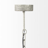 Mercana Phillum (29"x37") Silver Metal Chassis and White Wood Beaded Six Bulb Chandelier