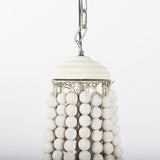 Mercana Phillum (29"x37") Silver Metal Chassis and White Wood Beaded Six Bulb Chandelier
