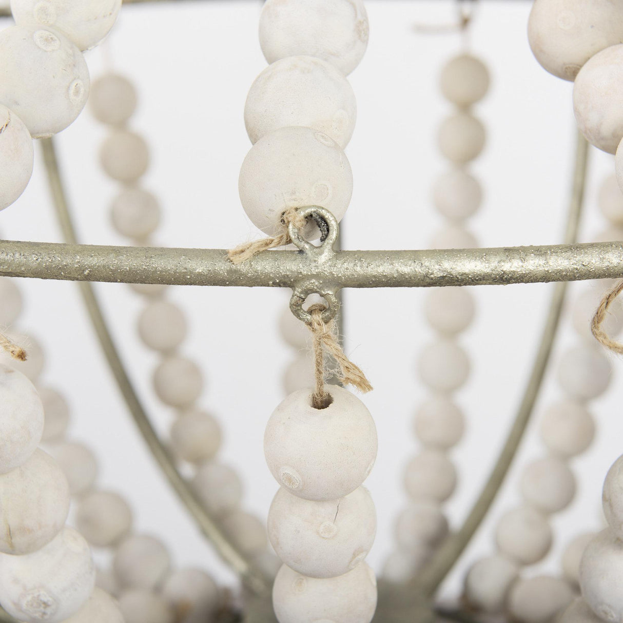Mercana Phillum (29"x37") Silver Metal Chassis and White Wood Beaded Six Bulb Chandelier