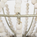 Mercana Phillum (29"x37") Silver Metal Chassis and White Wood Beaded Six Bulb Chandelier