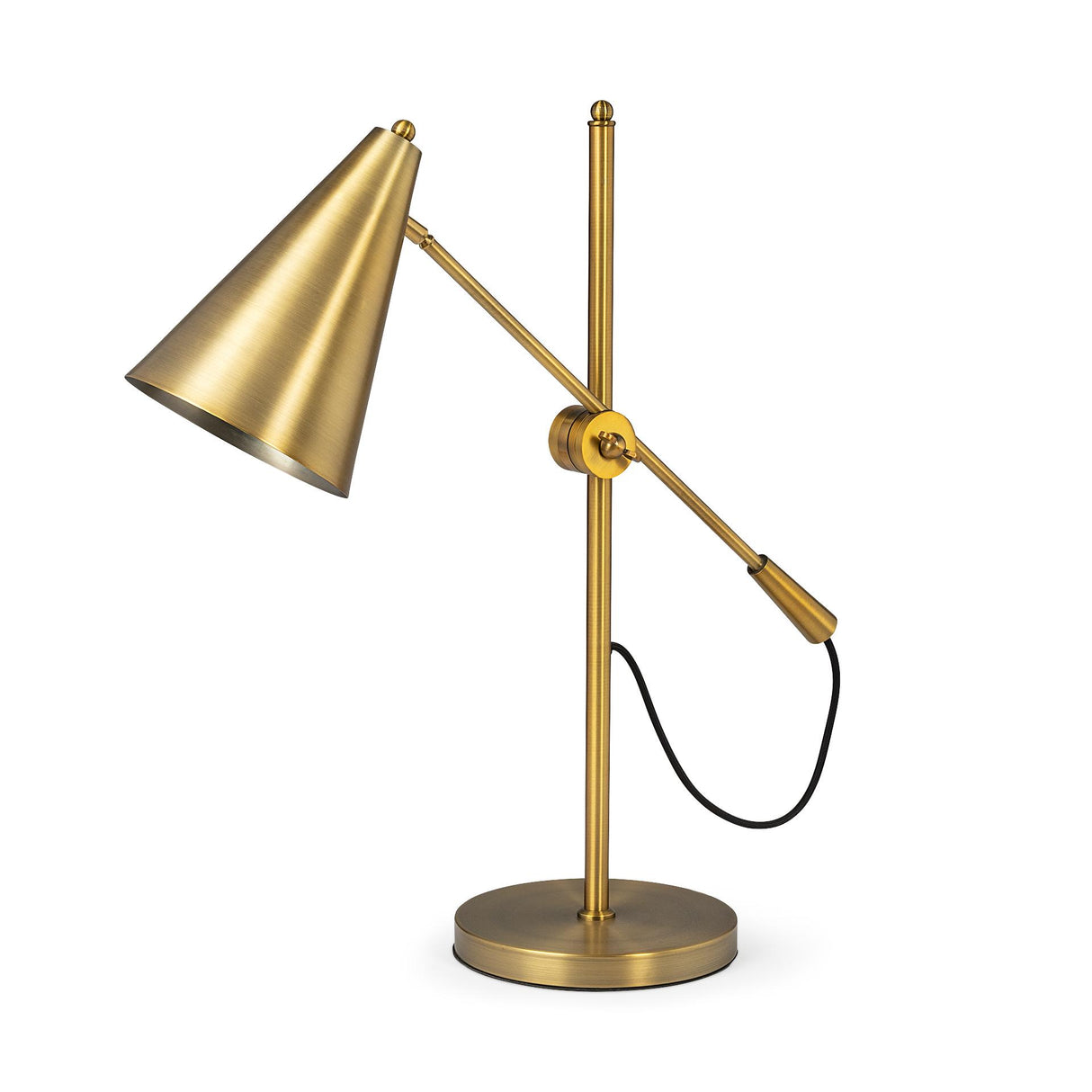 Mercana Fragon I (26"H) Gold-Tone Metal Adjustable Cone Shade Table Lamp