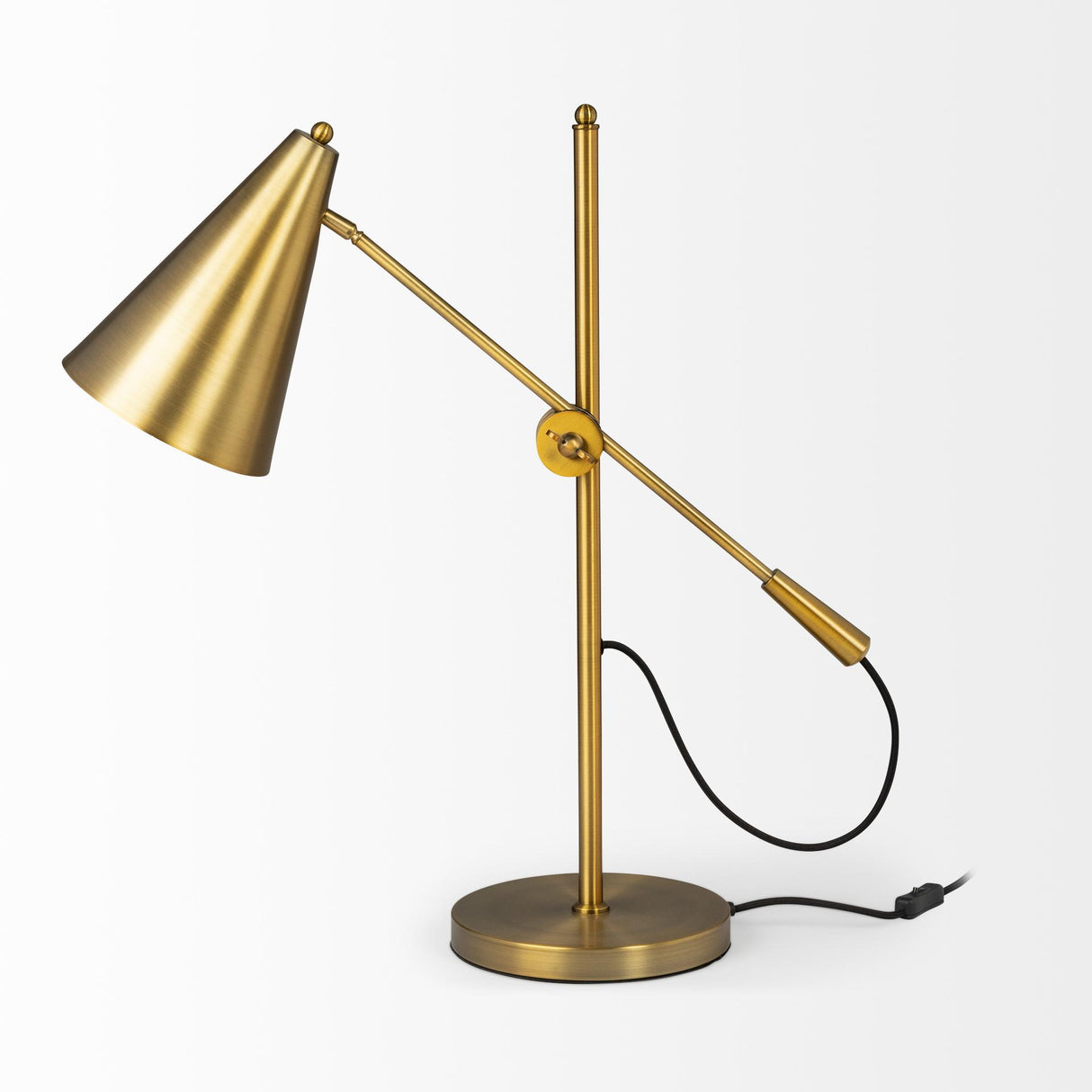 Mercana Fragon I (26"H) Gold-Tone Metal Adjustable Cone Shade Table Lamp