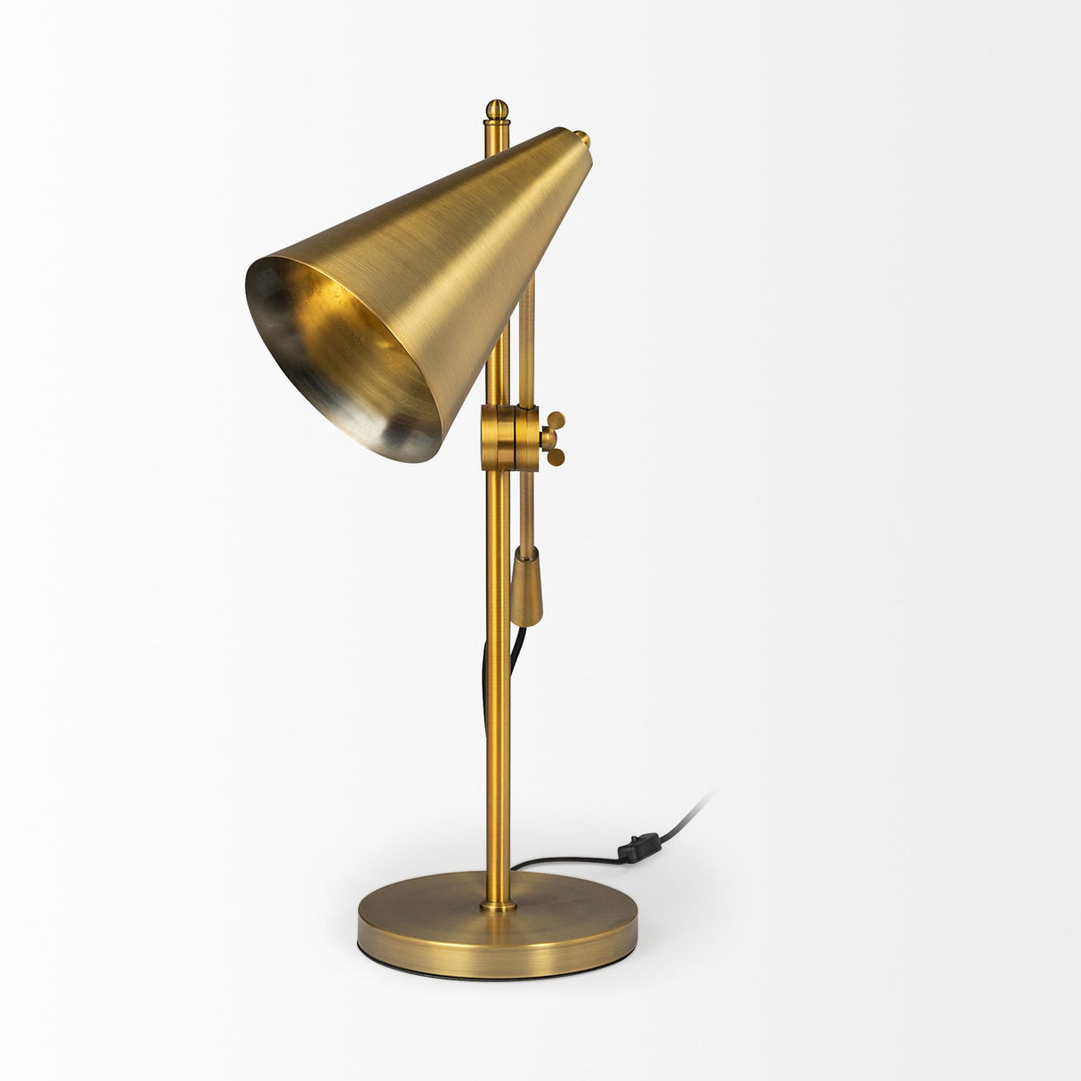 Mercana Fragon I (26"H) Gold-Tone Metal Adjustable Cone Shade Table Lamp