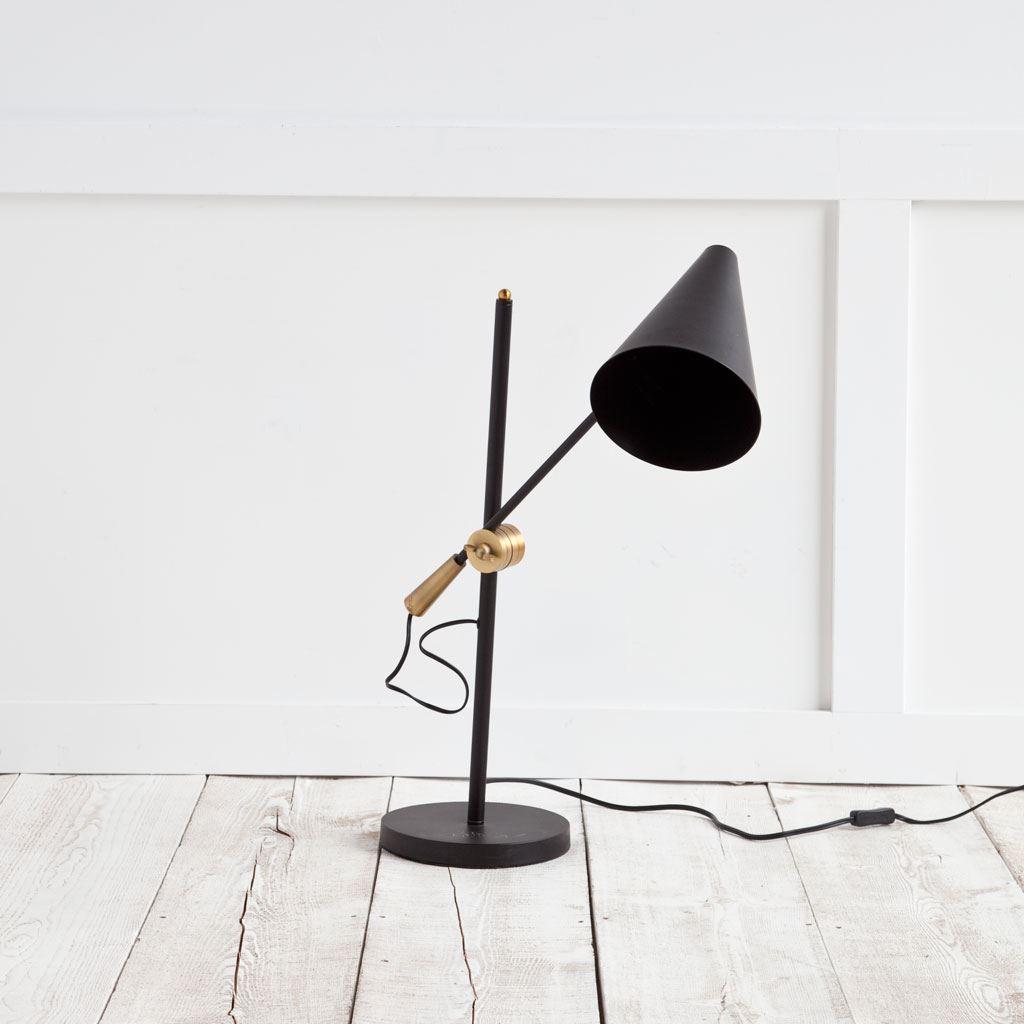 Mercana Fragon II(26"H) Black/Gold Metal Adjustable Cone Shade Table Lamp