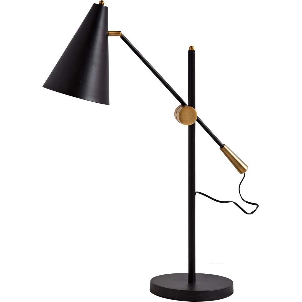Mercana Fragon II(26"H) Black/Gold Metal Adjustable Cone Shade Table Lamp