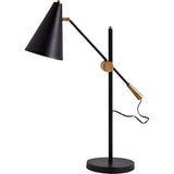 Mercana Fragon II(26"H) Black/Gold Metal Adjustable Cone Shade Table Lamp
