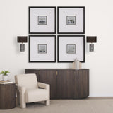Mercana Maravilla III 11x17 Black/White Pattered Base Black Fabric Shade Wall Sconce