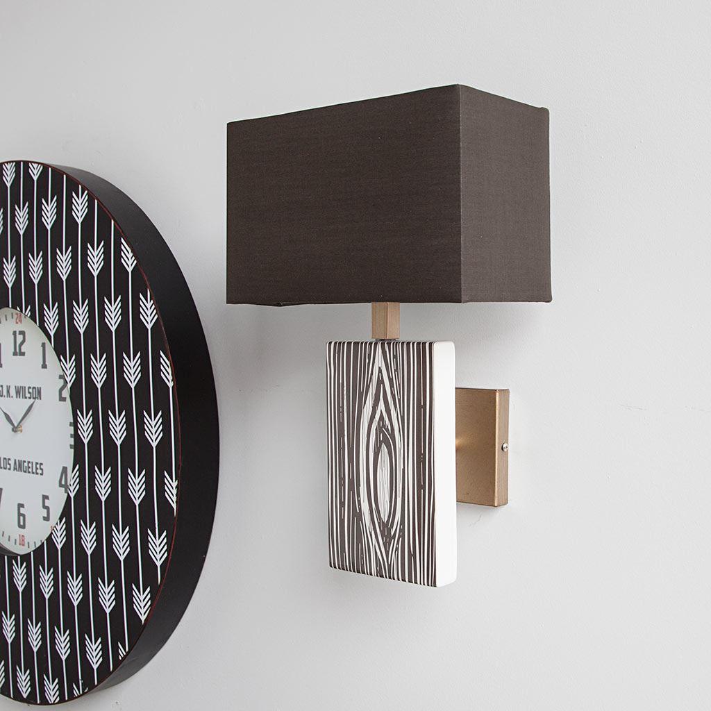 Mercana Maravilla III 11x17 Black/White Pattered Base Black Fabric Shade Wall Sconce