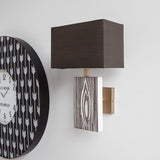 Mercana Maravilla III 11x17 Black/White Pattered Base Black Fabric Shade Wall Sconce