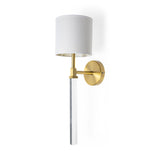Mercana Santander II 6.5x22 Gold Metal and White Linen Shade Wall Sconce