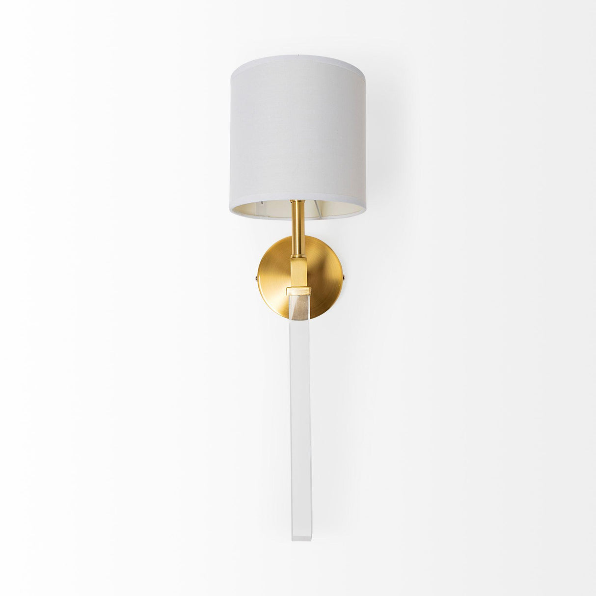 Mercana Santander II 6.5x22 Gold Metal and White Linen Shade Wall Sconce