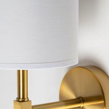 Mercana Santander II 6.5x22 Gold Metal and White Linen Shade Wall Sconce