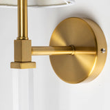 Mercana Santander II 6.5x22 Gold Metal and White Linen Shade Wall Sconce
