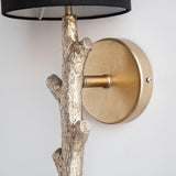 Mercana Sabinal II 7x18 Gold Resin Tree Branch Black Fabric Shade Wall Sconce
