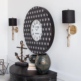 Mercana Sabinal II 7x18 Gold Resin Tree Branch Black Fabric Shade Wall Sconce