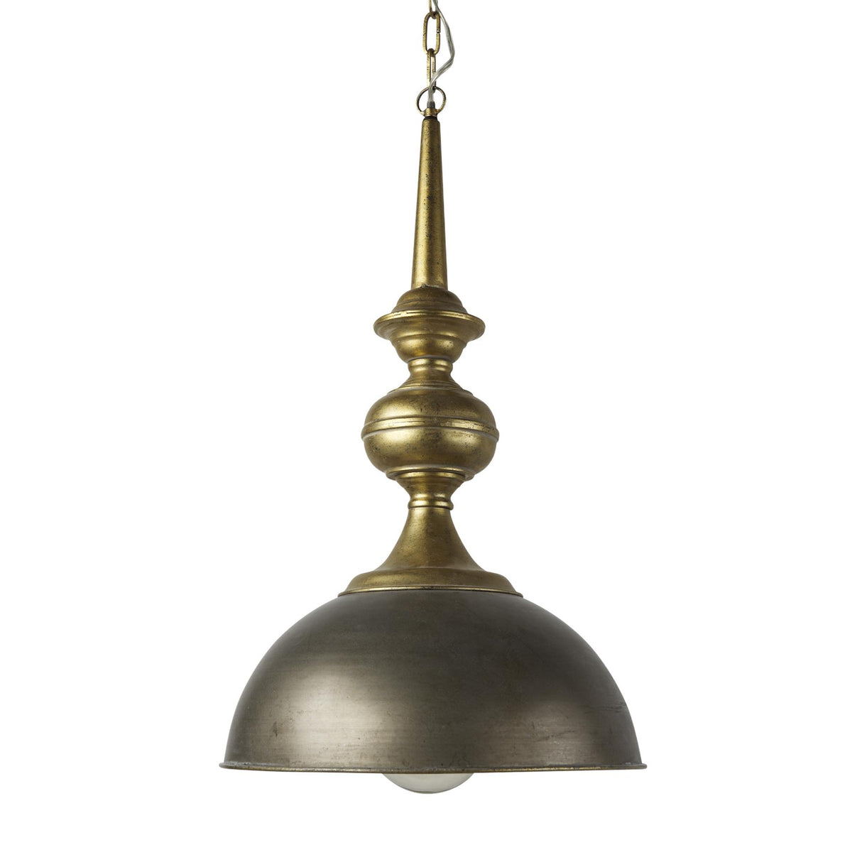 Mercana Capsa 17x29 Antique Gold and Silver Toned Metal Dome Pendant Light
