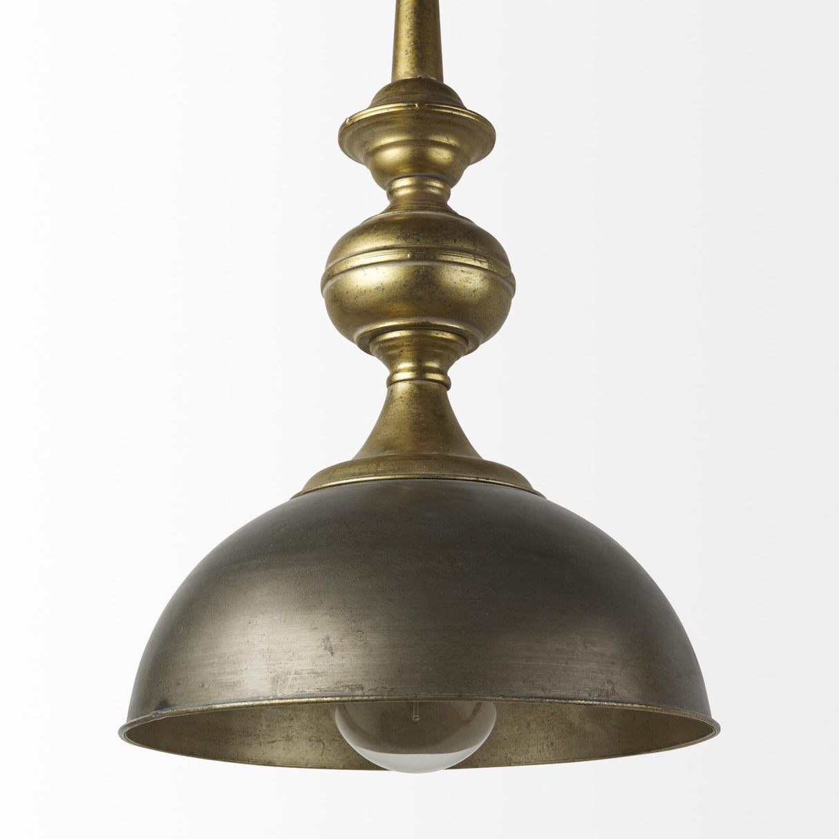 Mercana Capsa 17x29 Antique Gold and Silver Toned Metal Dome Pendant Light
