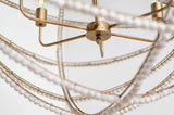 Mercana Ava White (34"D) Gold Metal and White Wood Beaded Six Bulb Chandelier