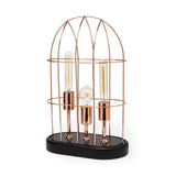 Mercana Sutton (19.3"H) Rose-Gold Metal Cylindrical Cage Three Bulb Table Lamp
