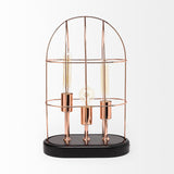 Mercana Sutton (19.3"H) Rose-Gold Metal Cylindrical Cage Three Bulb Table Lamp