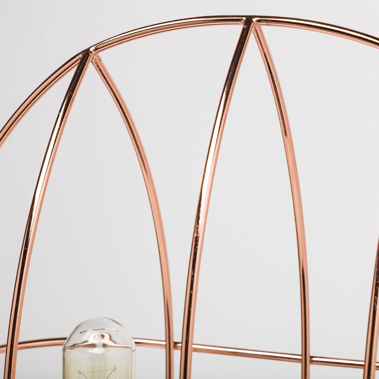 Mercana Sutton (19.3"H) Rose-Gold Metal Cylindrical Cage Three Bulb Table Lamp