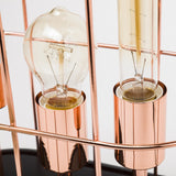 Mercana Sutton (19.3"H) Rose-Gold Metal Cylindrical Cage Three Bulb Table Lamp