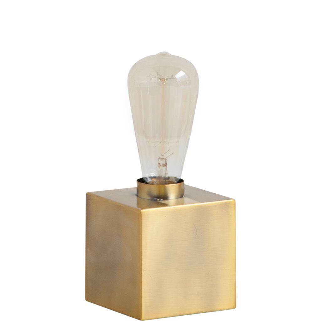 Mercana Visio III (4.5"H) Gold Tone Square Base Exposed-Bulb Table Lamp