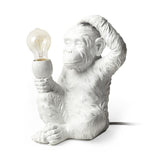 Mercana Simia (12"H) White Resin Playful Monkey Table Lamp