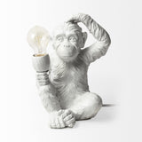 Mercana Simia (12"H) White Resin Playful Monkey Table Lamp