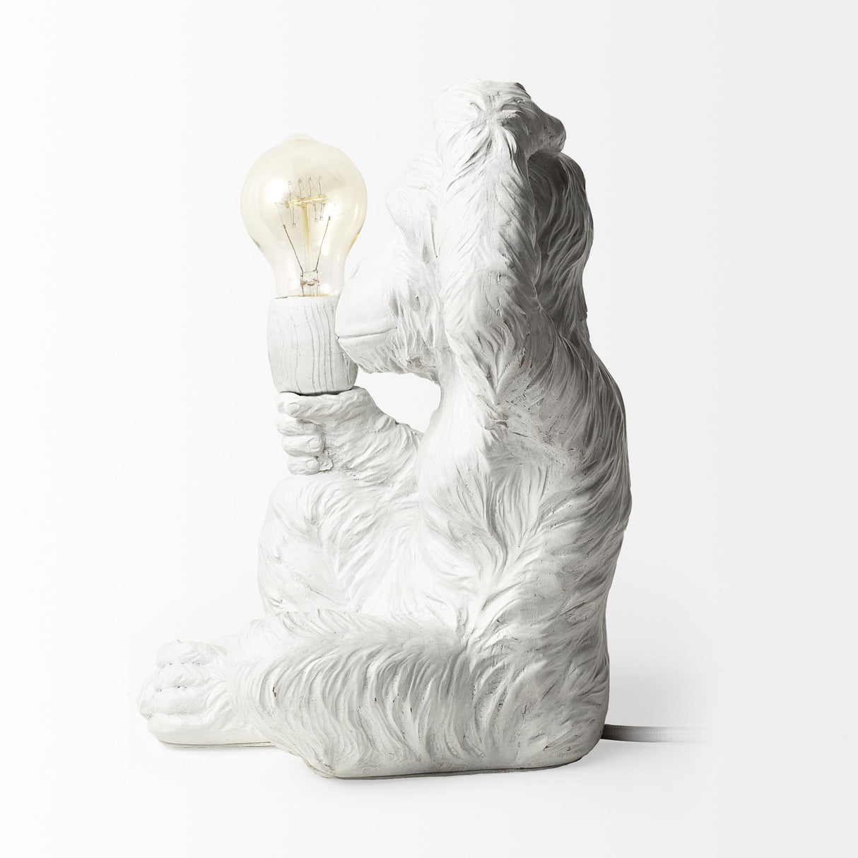Mercana Simia (12"H) White Resin Playful Monkey Table Lamp