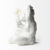 Mercana Simia (12"H) White Resin Playful Monkey Table Lamp