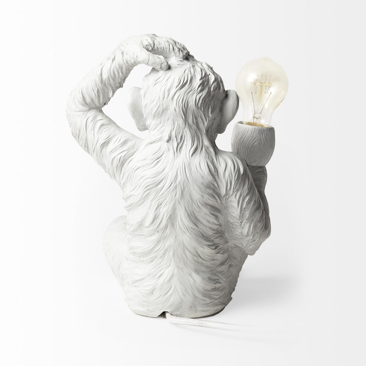Mercana Simia (12"H) White Resin Playful Monkey Table Lamp