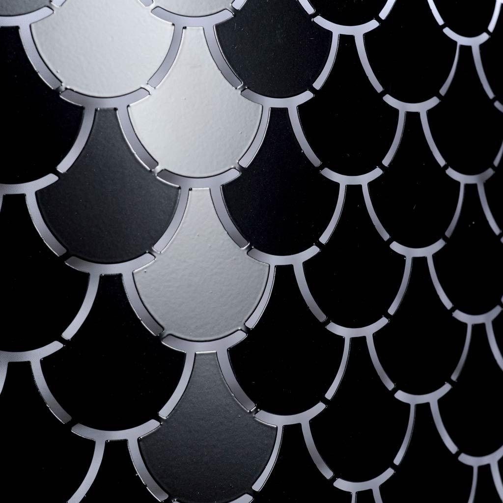 Mercana Brasseur I (26"x15") Charcoal Black Metal Fish Scale Three Bulb Chandelier