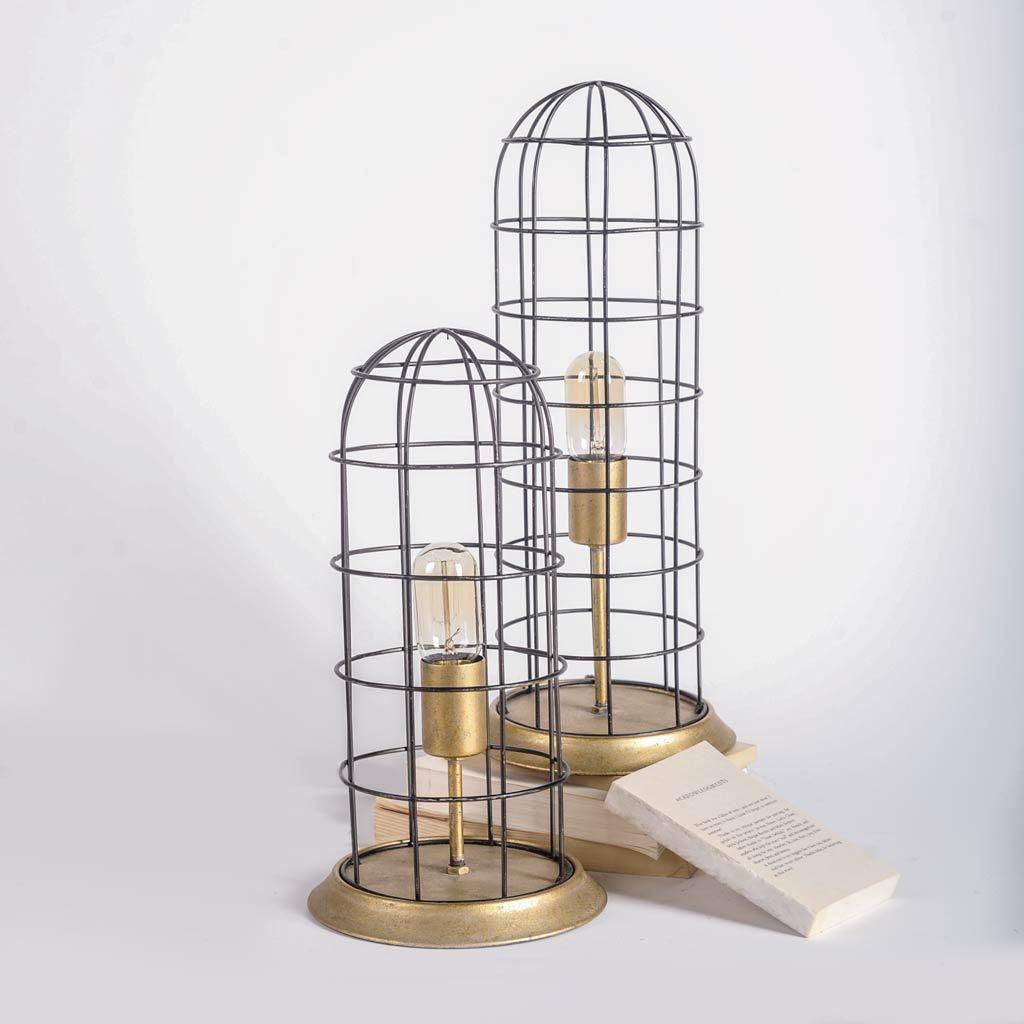 Mercana Carkner I (38"H) Gun-Metal Grey Cylindrical Metal Cage Table Lamp