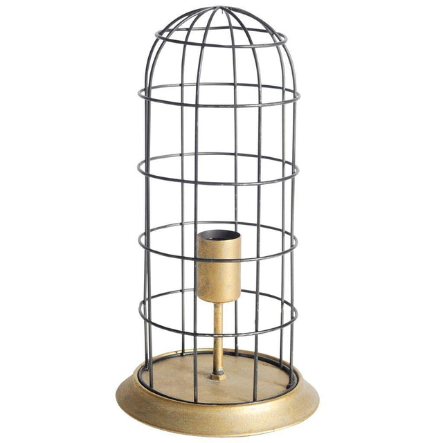 Mercana Carkner I (38"H) Gun-Metal Grey Cylindrical Metal Cage Table Lamp