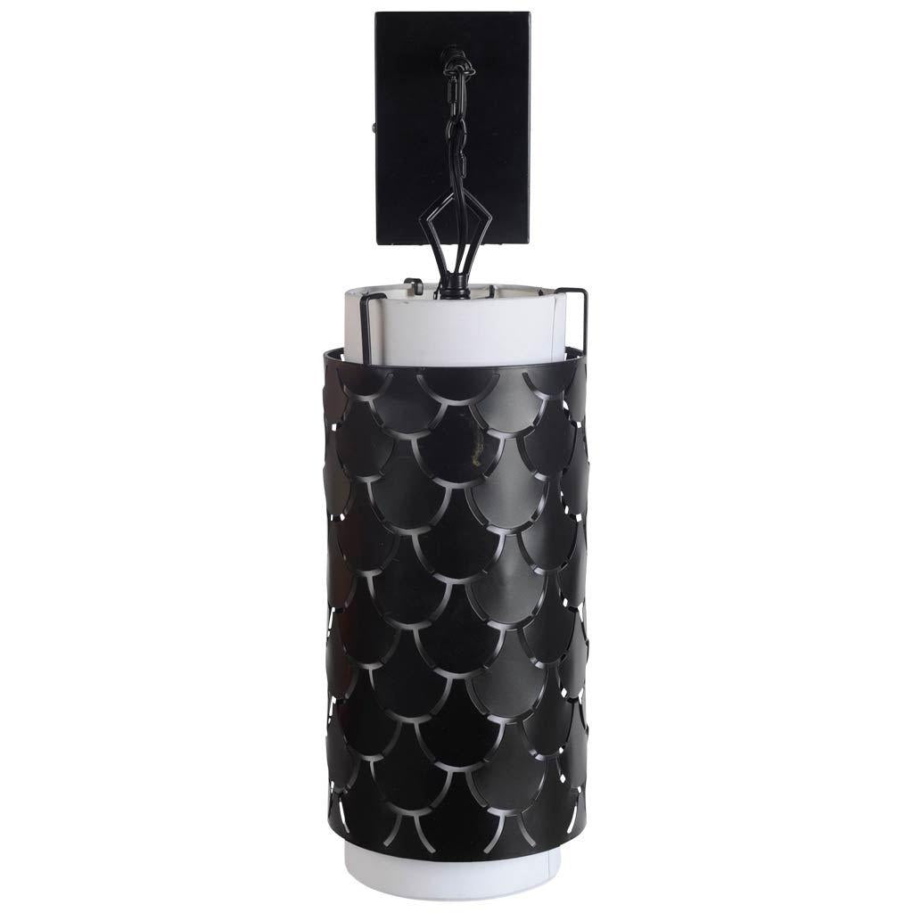 Mercana Brasseur III 10.5x22 Black Toned Metal Fish Scale Wall Sconce
