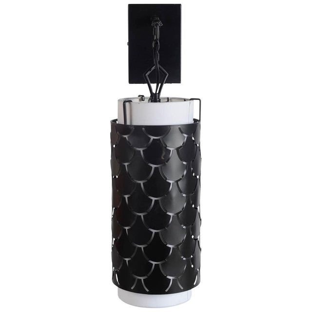 Mercana Brasseur III 10.5x22 Black Toned Metal Fish Scale Wall Sconce