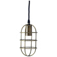 Mercana Hines I 4x8 Antiqued-Brass Metal Cage Pendant Light