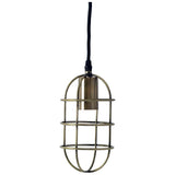 Mercana Hines I 4x8 Antiqued-Brass Metal Cage Pendant Light