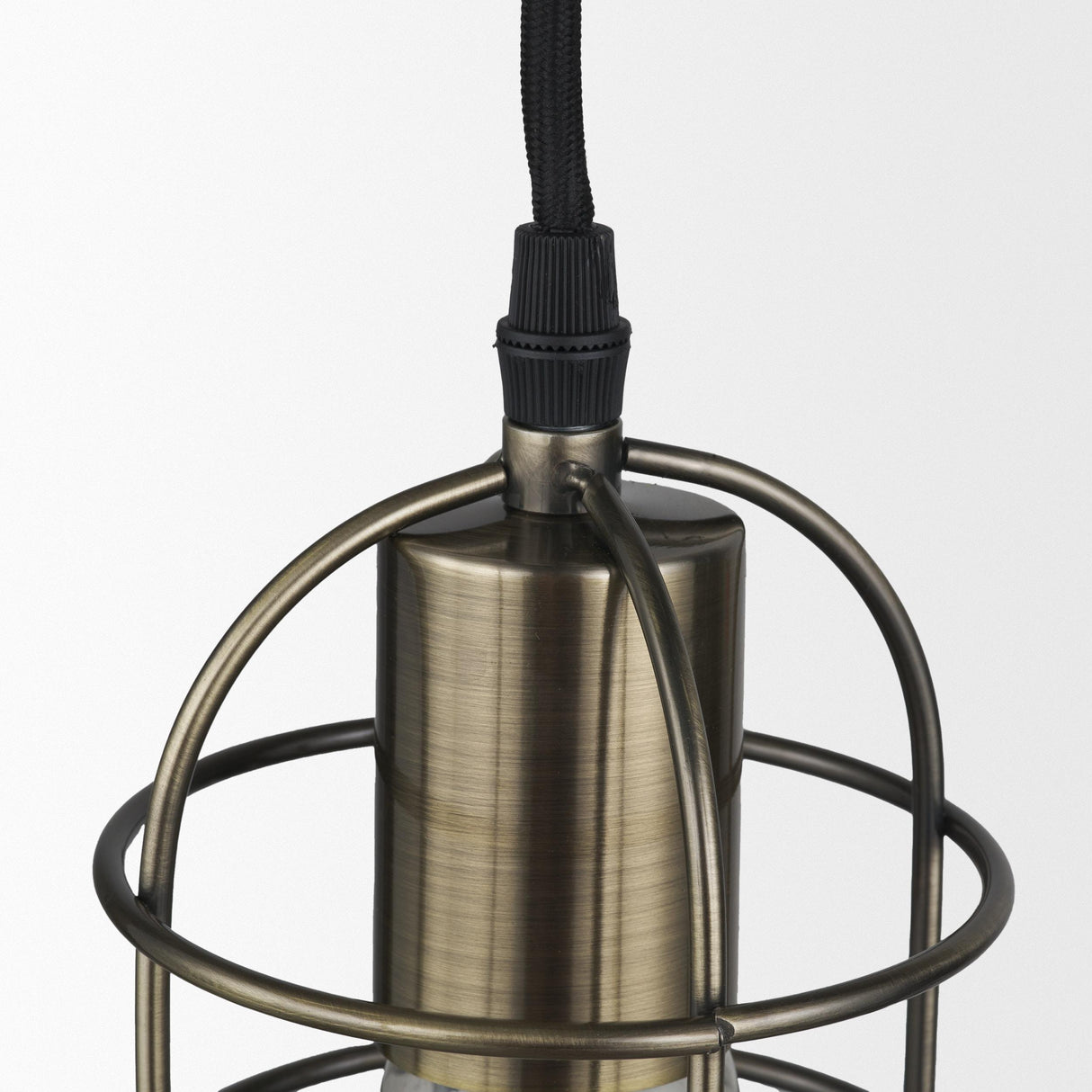 Mercana Hines I 4x8 Antiqued-Brass Metal Cage Pendant Light