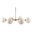 Mercana Lahey (28.3"Lx 44"Wx21"H) Gold Multi-Arm w/ Frosted Glass Globe Six Bulb Chandelier